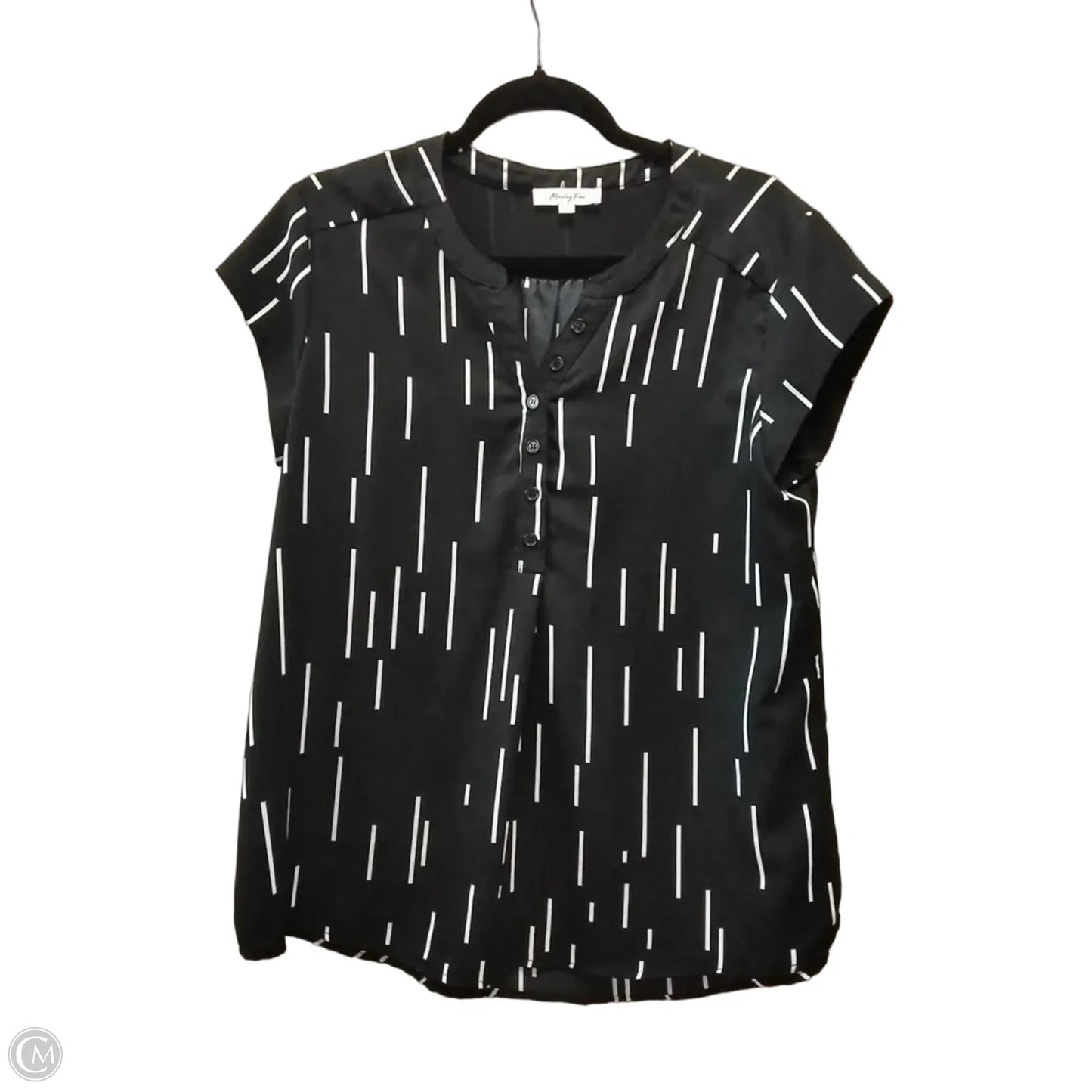 Blouse Short Sleeve By Monday Fun In Black, Size: L