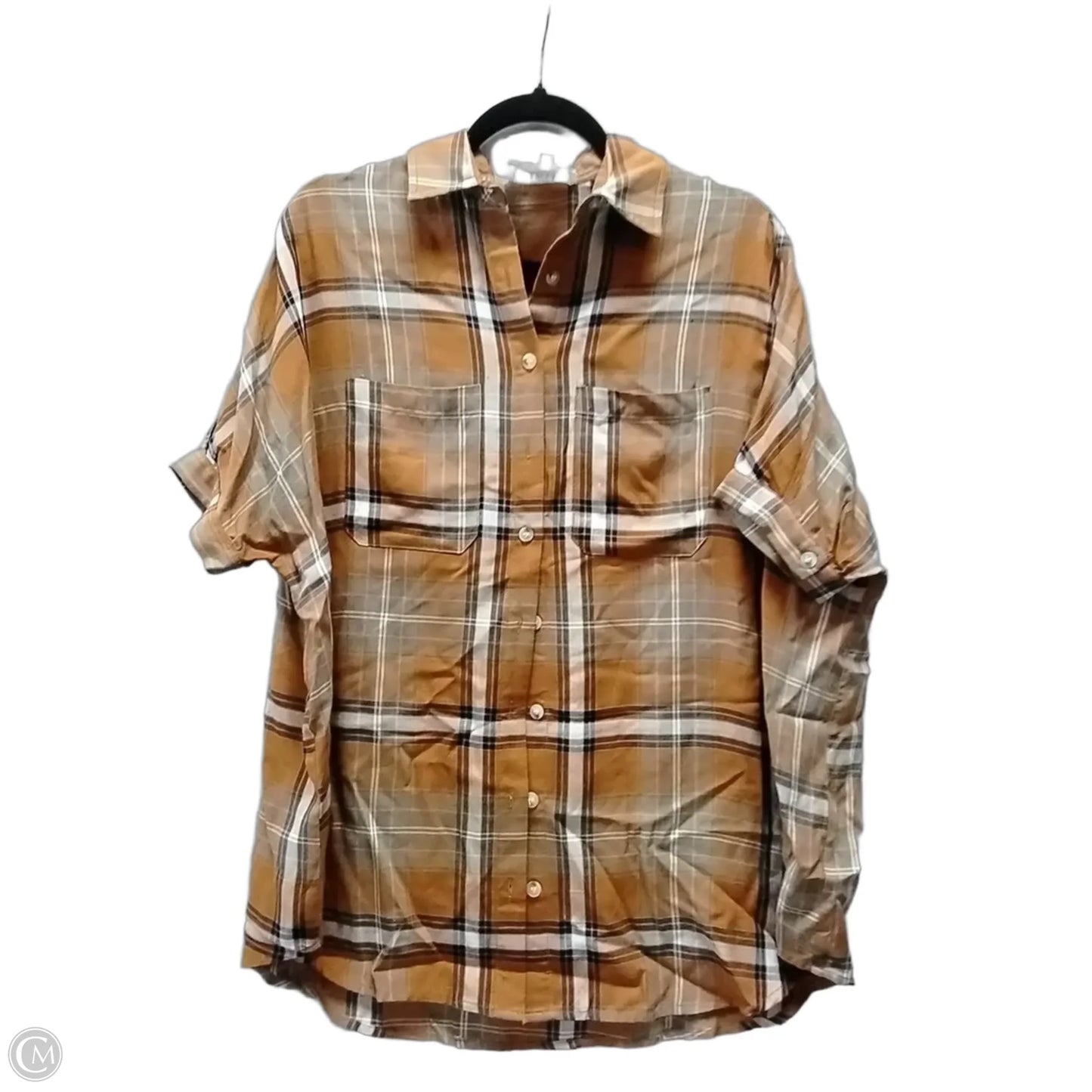 Top Long Sleeve By Lucca Couture In Plaid Pattern, Size: Xs