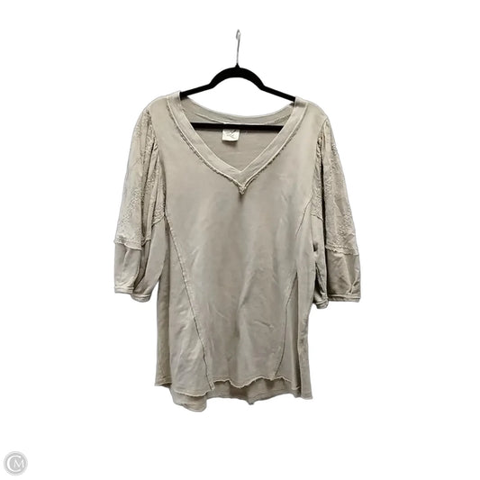 Top 3/4 Sleeve By Artistic Works By Lu In Beige, Size: L