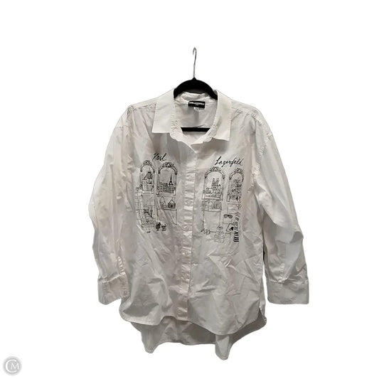 Top Long Sleeve Designer By Karl Lagerfeld In White, Size: Xl