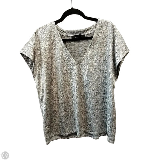 Top Short Sleeve By White House Black Market In Silver, Size: Xl