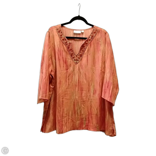 Blouse Long Sleeve By Belle By Kim Gravel In Orange, Size: 2x