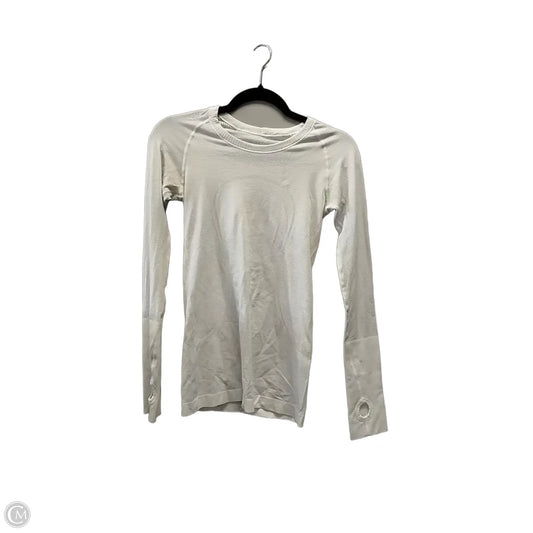 Athletic Top Long Sleeve Collar By Lululemon In White, Size: M
