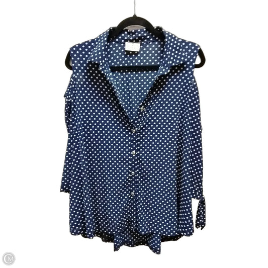 Blouse Long Sleeve By Ember In Polkadot Pattern, Size: L