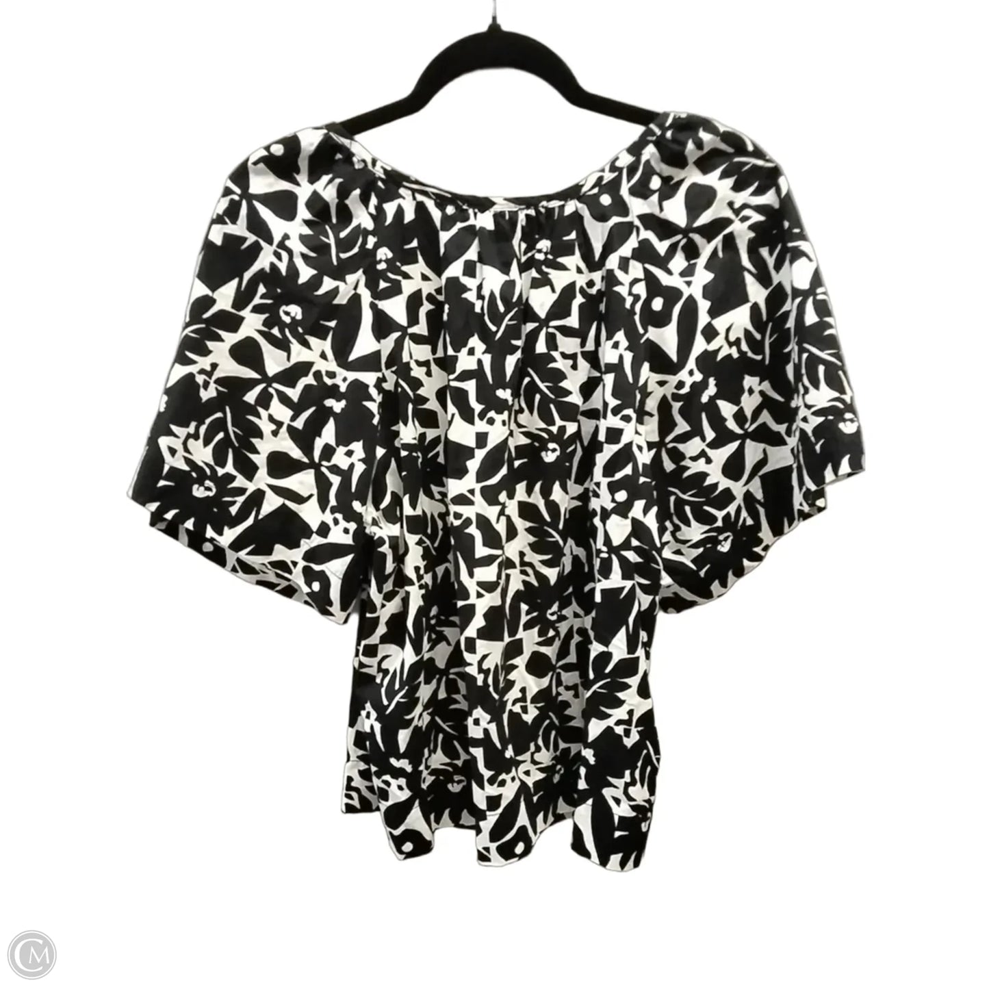 Top Short Sleeve By Free Assembly In Black & White, Size: M