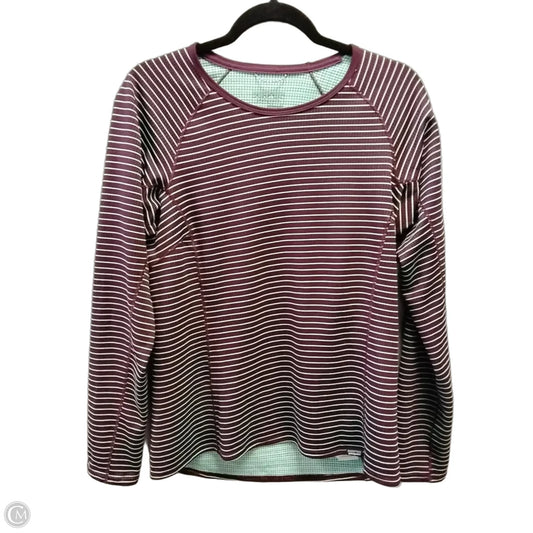 Athletic Top Long Sleeve Collar By Patagonia In Striped Pattern, Size: M