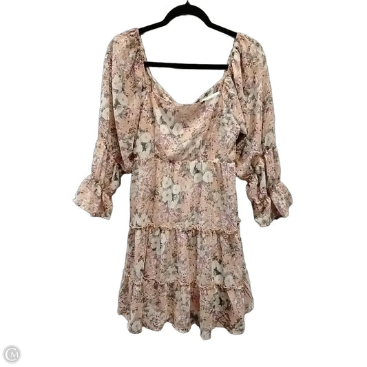 Dress Casual Short By Peach Love Cream California In Floral Print, Size: M