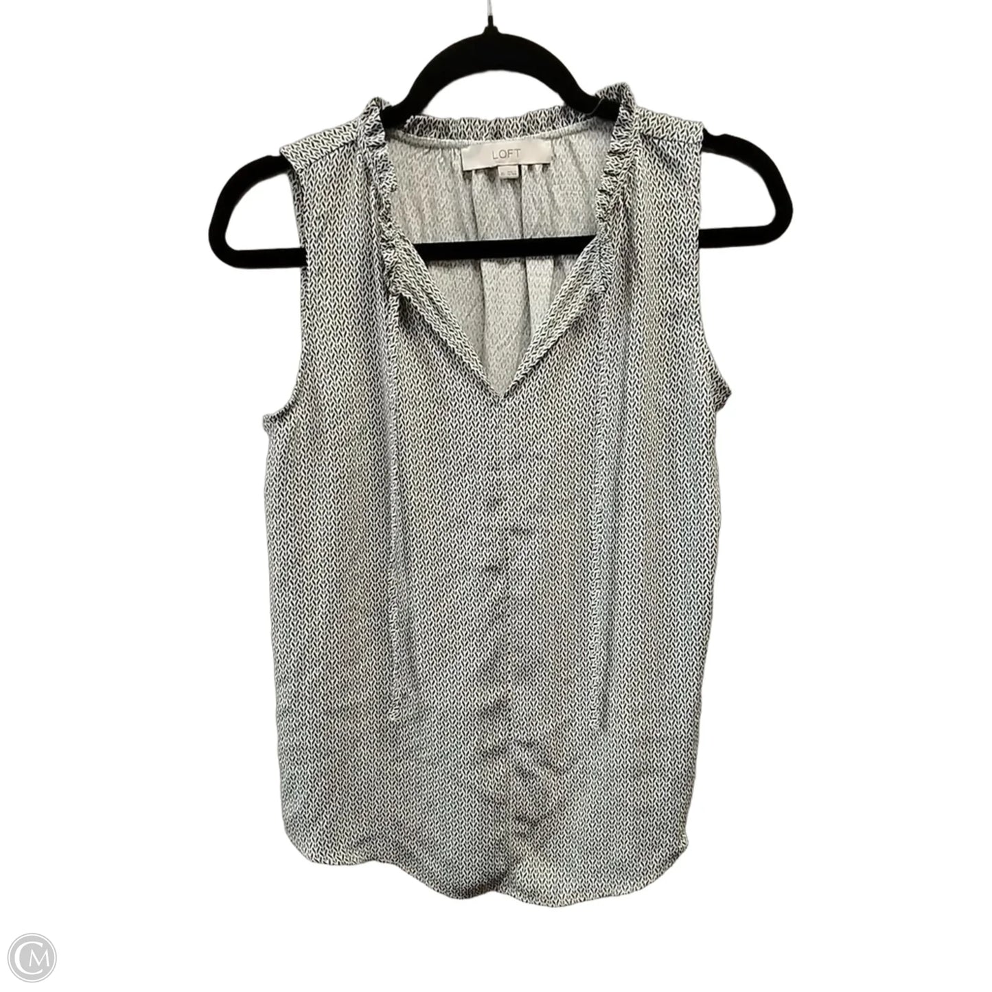 Blouse Sleeveless By Loft In Black & White, Size: Xs