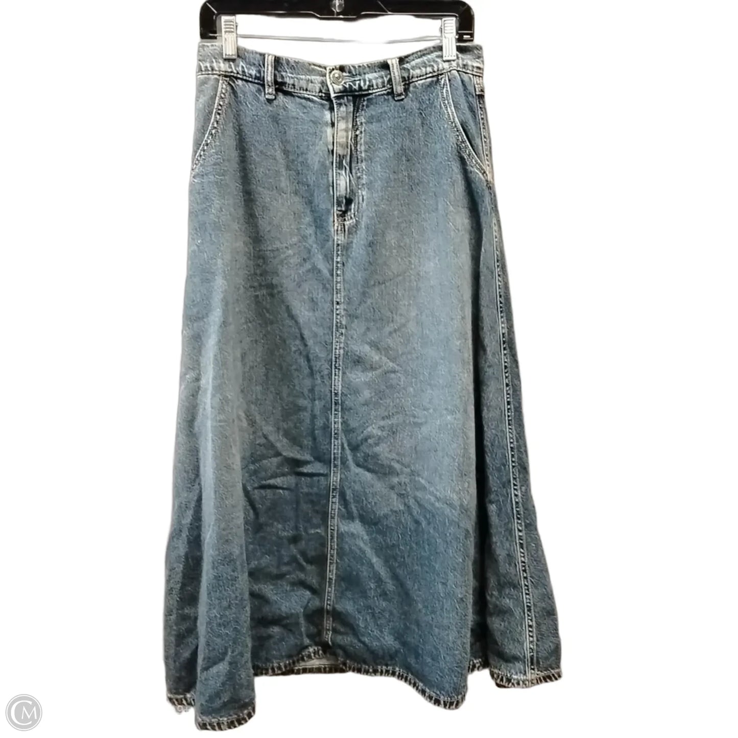 Skirt Maxi By Stradivarius In Blue Denim, Size: M