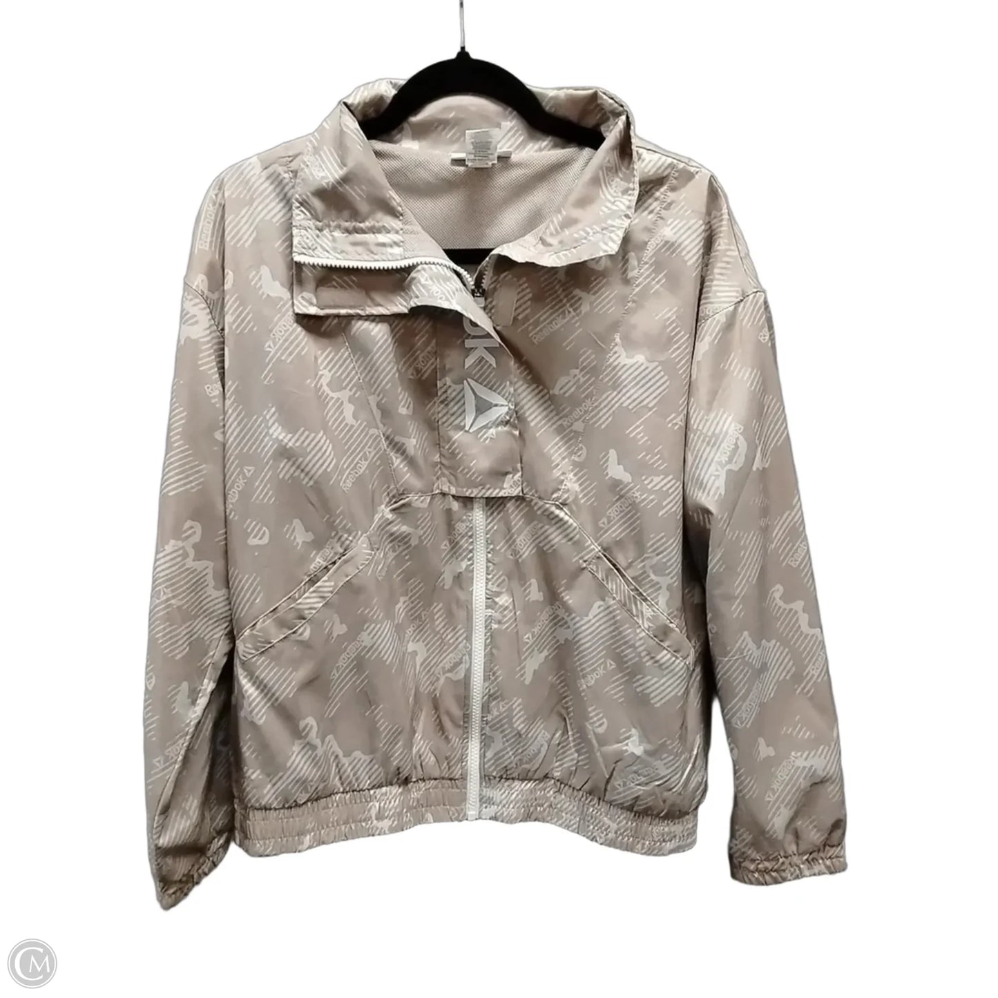 Athletic Jacket By Reebok In Tan, Size: S