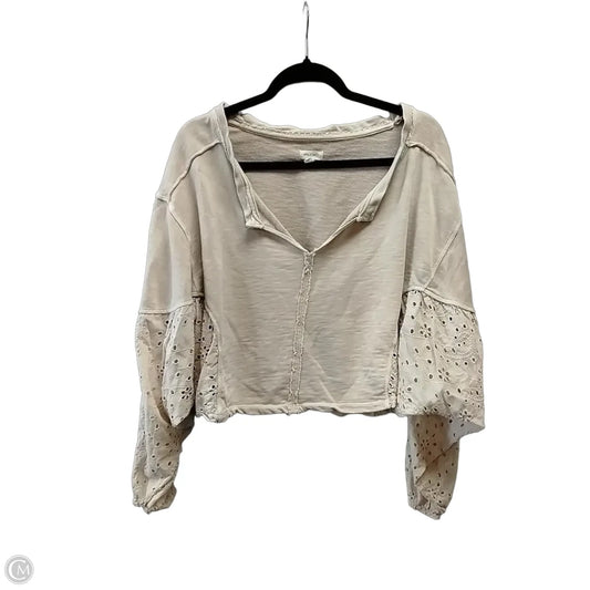 Top Long Sleeve By Pilcro In Beige, Size: L