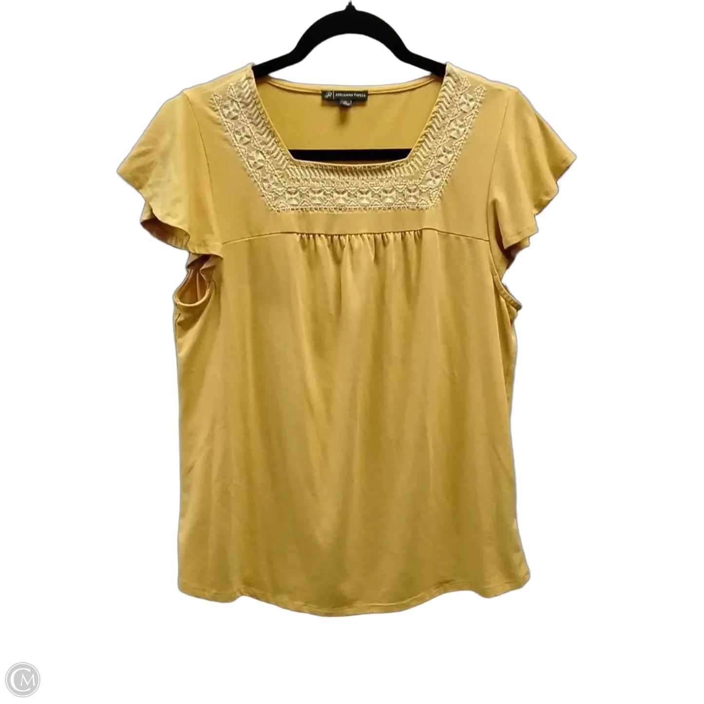 Top Short Sleeve By Adrianna Papell In Yellow, Size: M