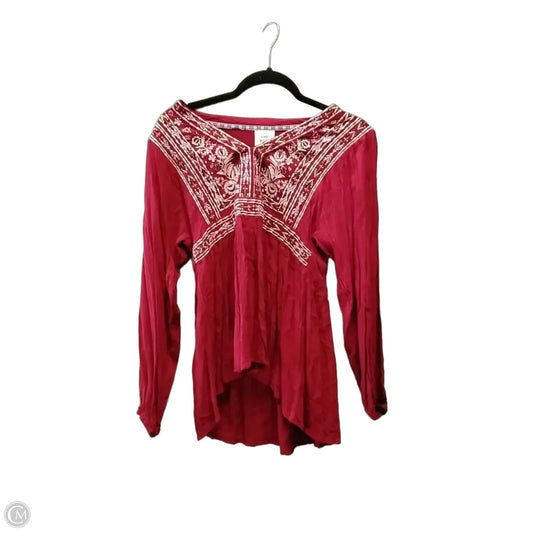 Blouse Long Sleeve By Knox Rose In Red, Size: Xs