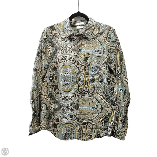 Blouse Long Sleeve By Van Heusen In Multi-colored, Size: M
