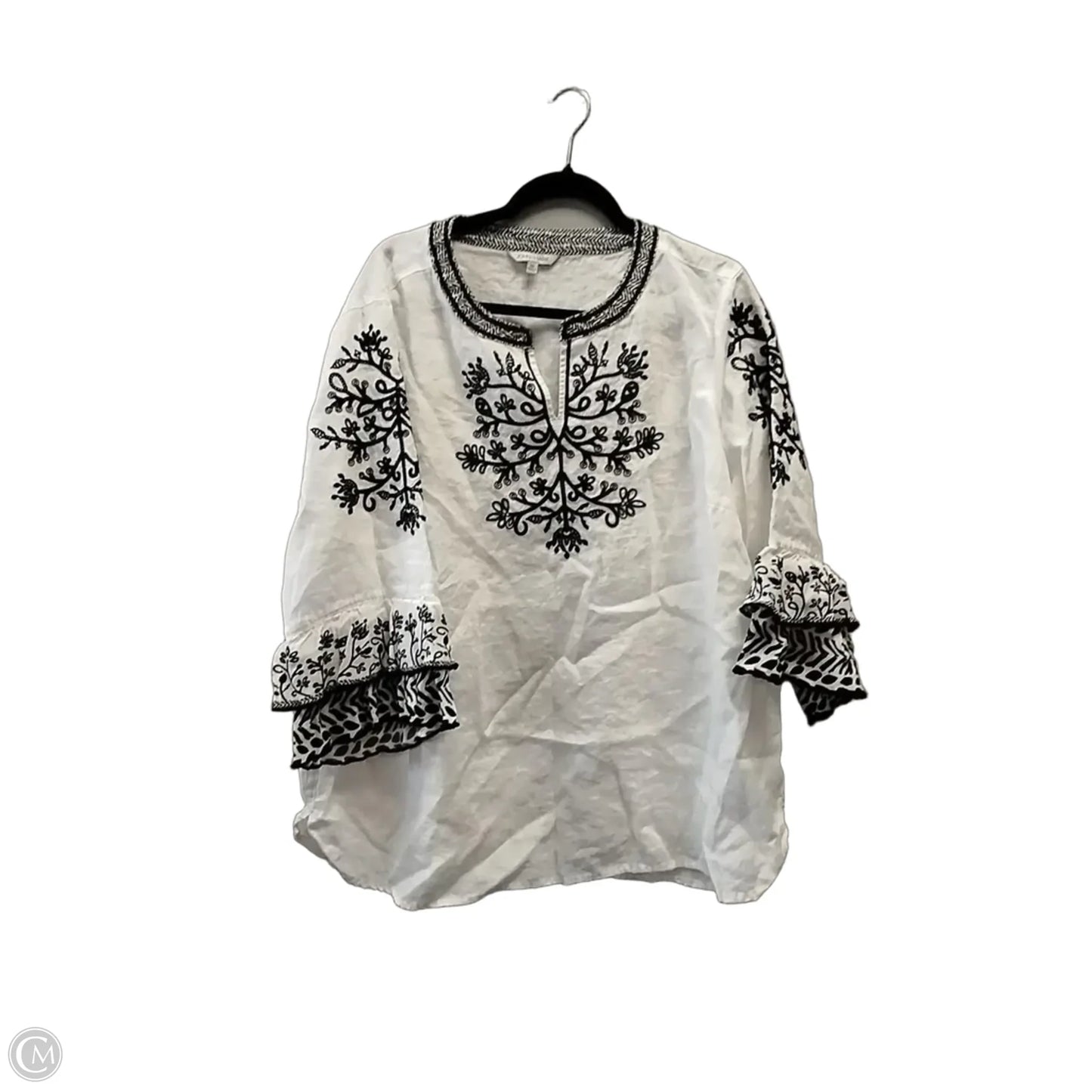 Top Long Sleeve By John Mark In White, Size: 1x