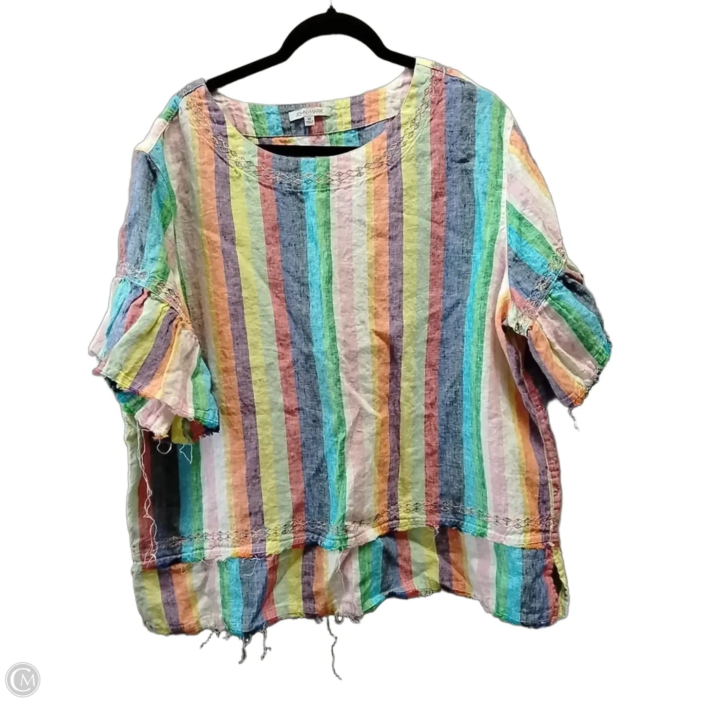 Top Long Sleeve By John Mark In White, Size: 1x