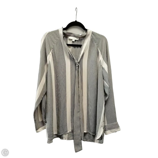 Blouse Long Sleeve By Loft In Striped Pattern, Size: L