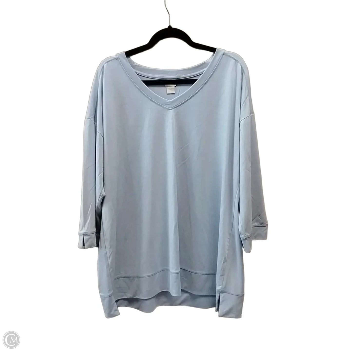 Athletic Top Long Sleeve Collar By Chicos In Blue, Size: L