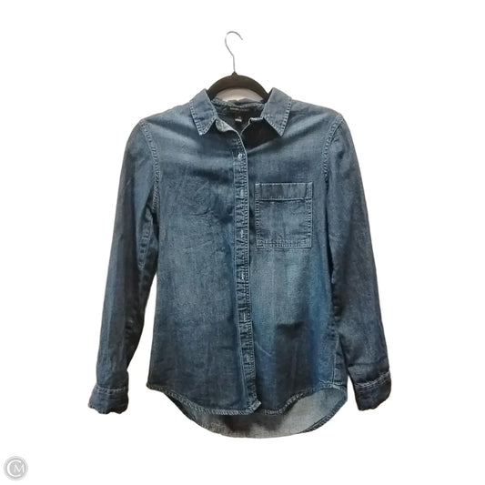 Top Long Sleeve By Banana Republic In Blue Denim, Size: Xs