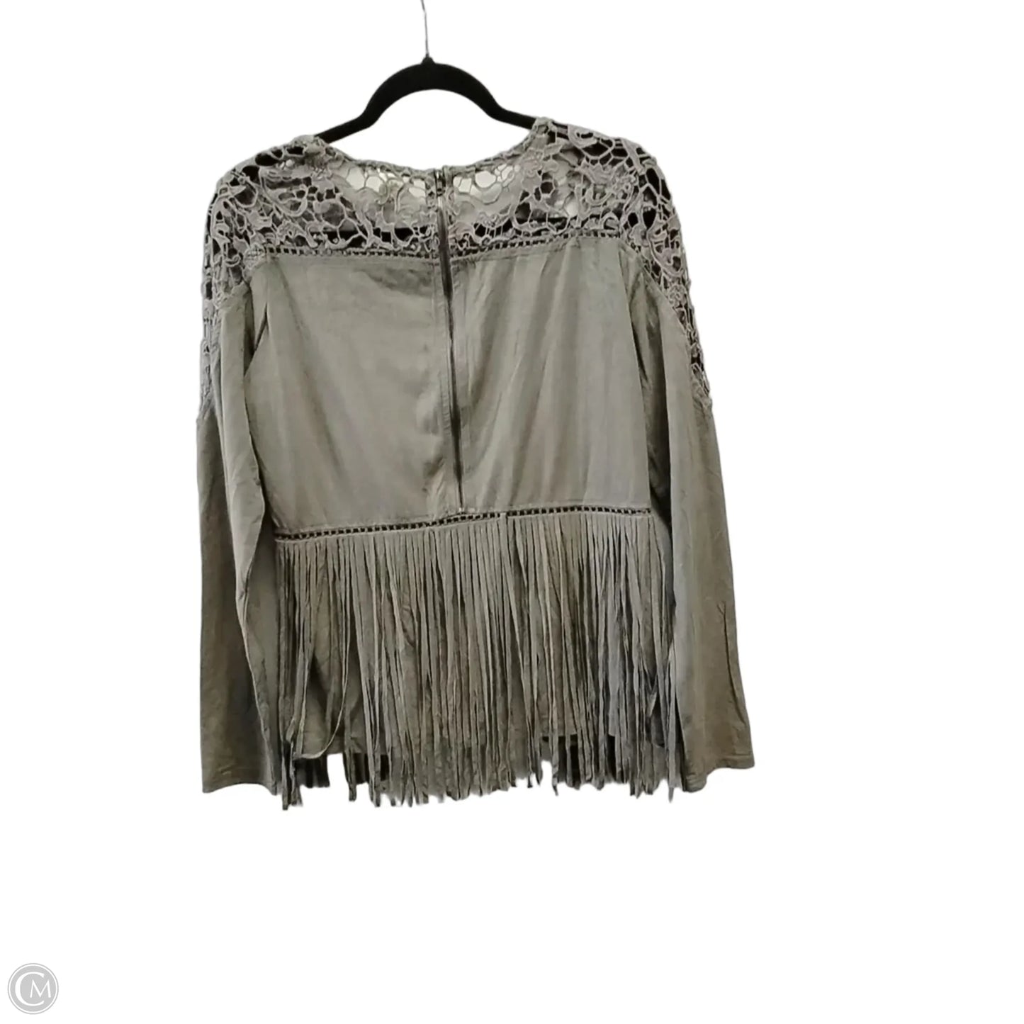 Top Long Sleeve By Gimmicks In Grey, Size: M
