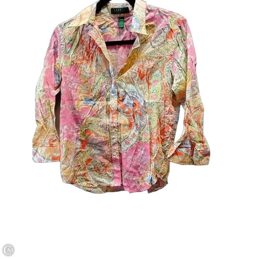 Top 3/4 Sleeve By Lauren By Ralph Lauren In Paisley Print, Size: M