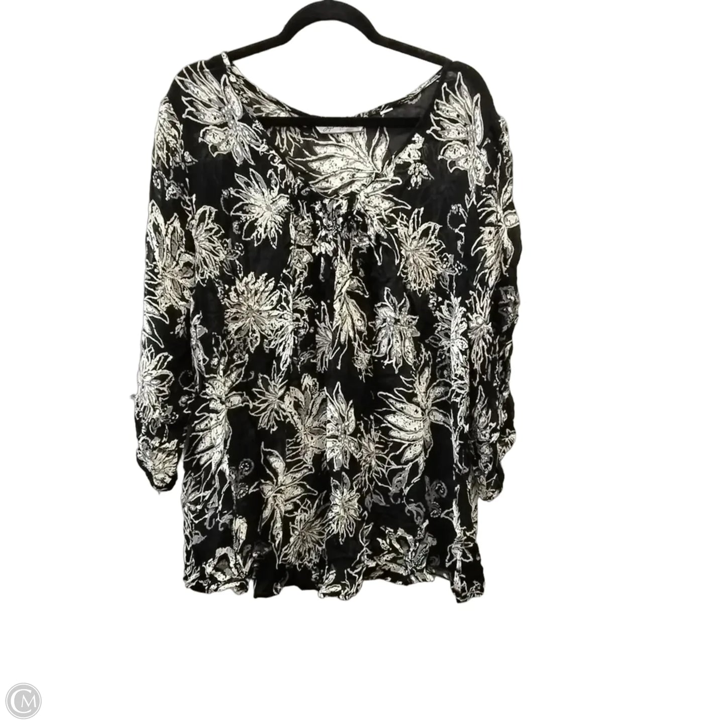 Blouse Long Sleeve By Avenue In Black, Size: Xl