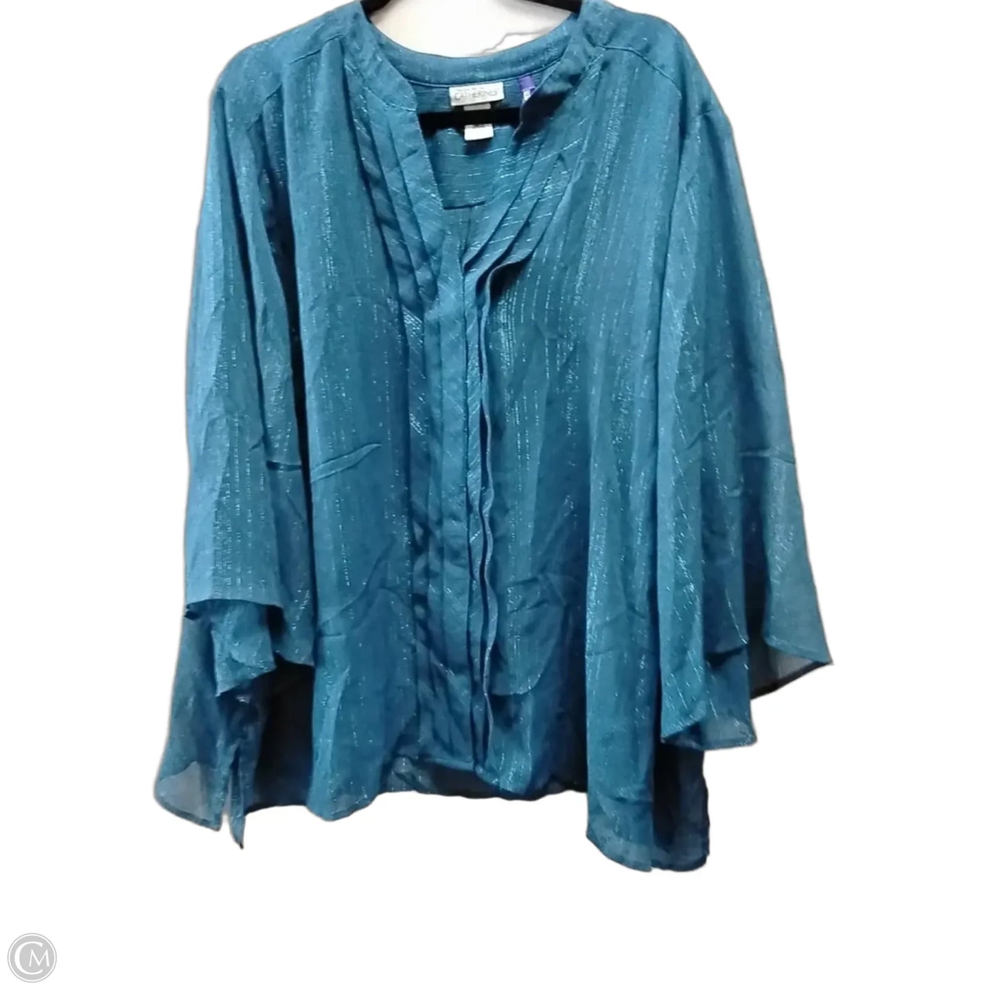 Blouse Long Sleeve By Catherines In Blue, Size: 4x