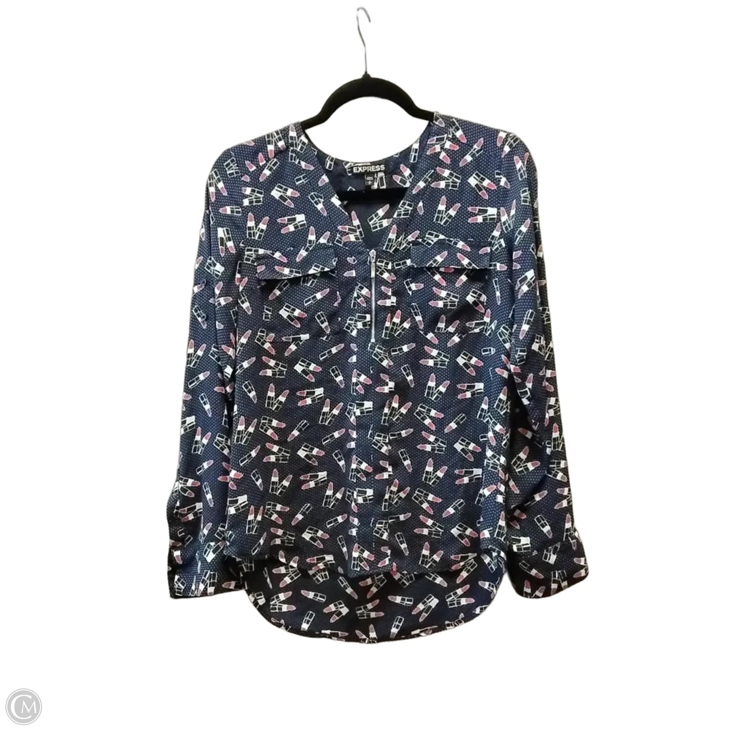 Top Long Sleeve By Liverpool In Blue, Size: M