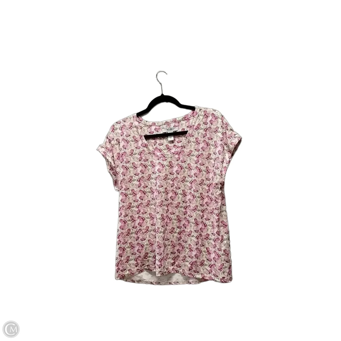 Top Short Sleeve Basic By White House Black Market In Floral Print, Size: L