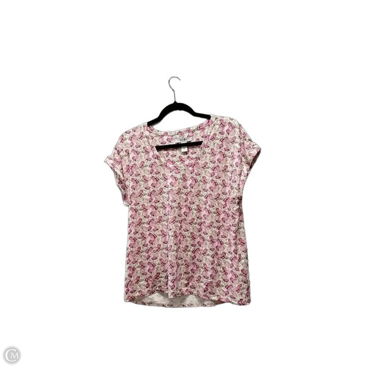 Top Short Sleeve Basic By White House Black Market In Floral Print, Size: L