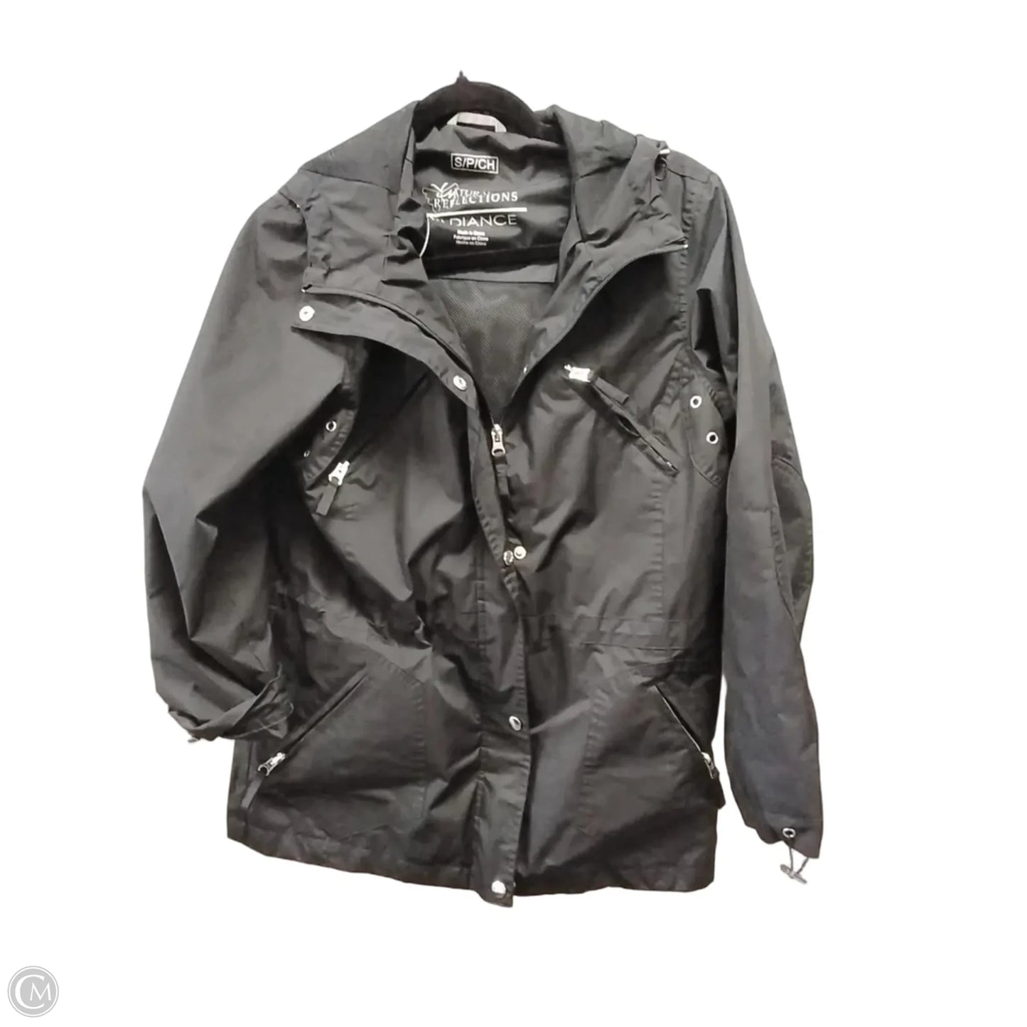 Coat Raincoat By Natural Reflections In Black, Size: S