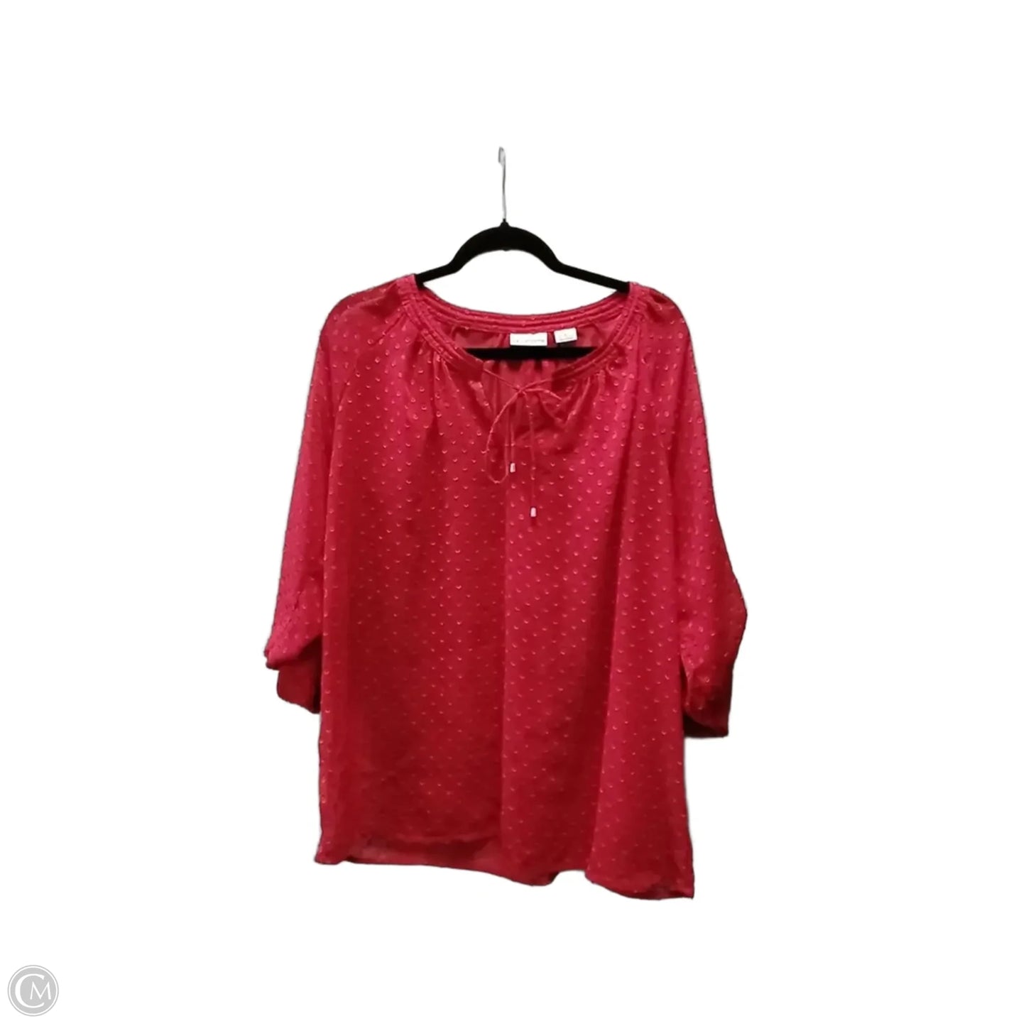 Blouse Long Sleeve By Liz Claiborne In Red, Size: Xl