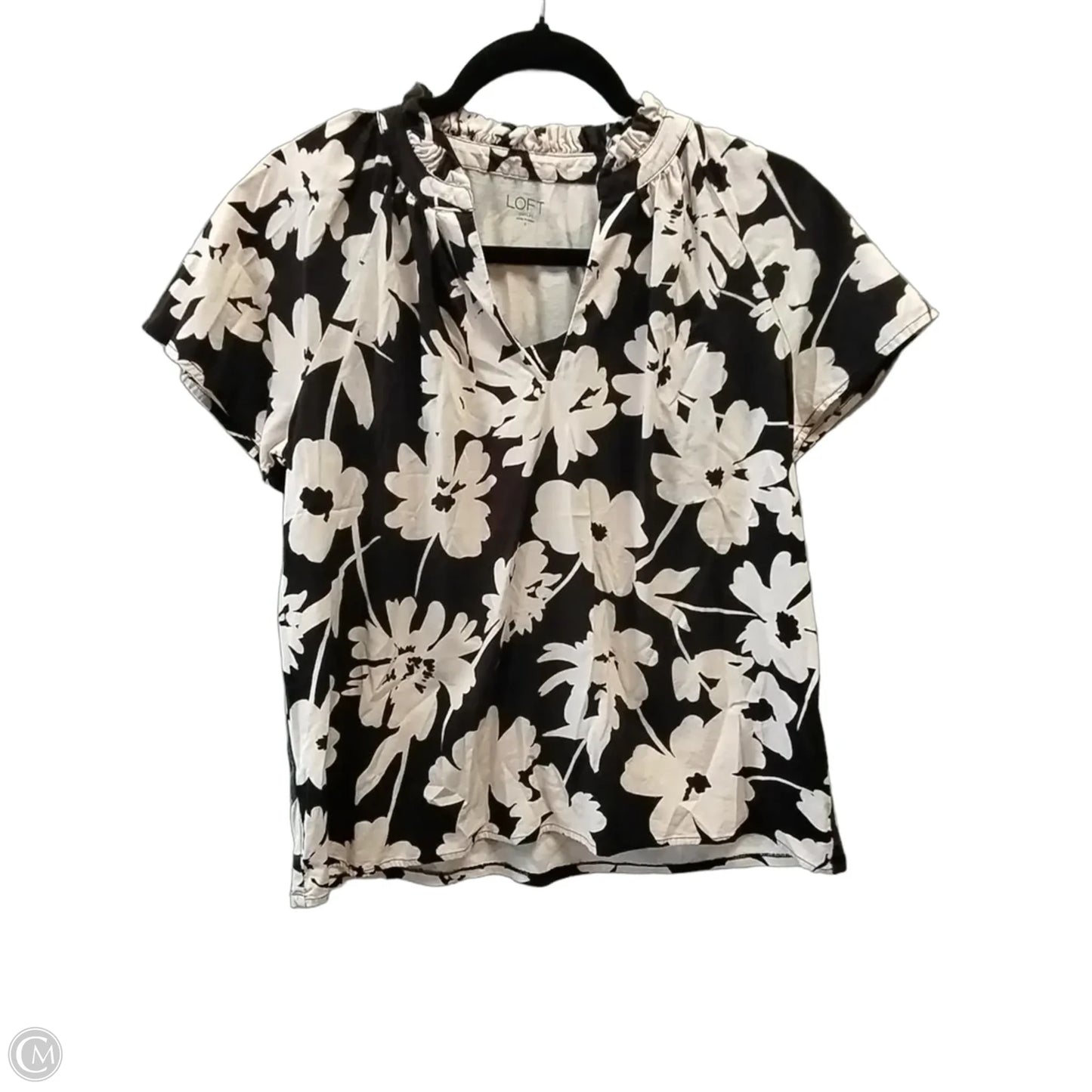 Top Short Sleeve By Loft In Floral Print, Size: S