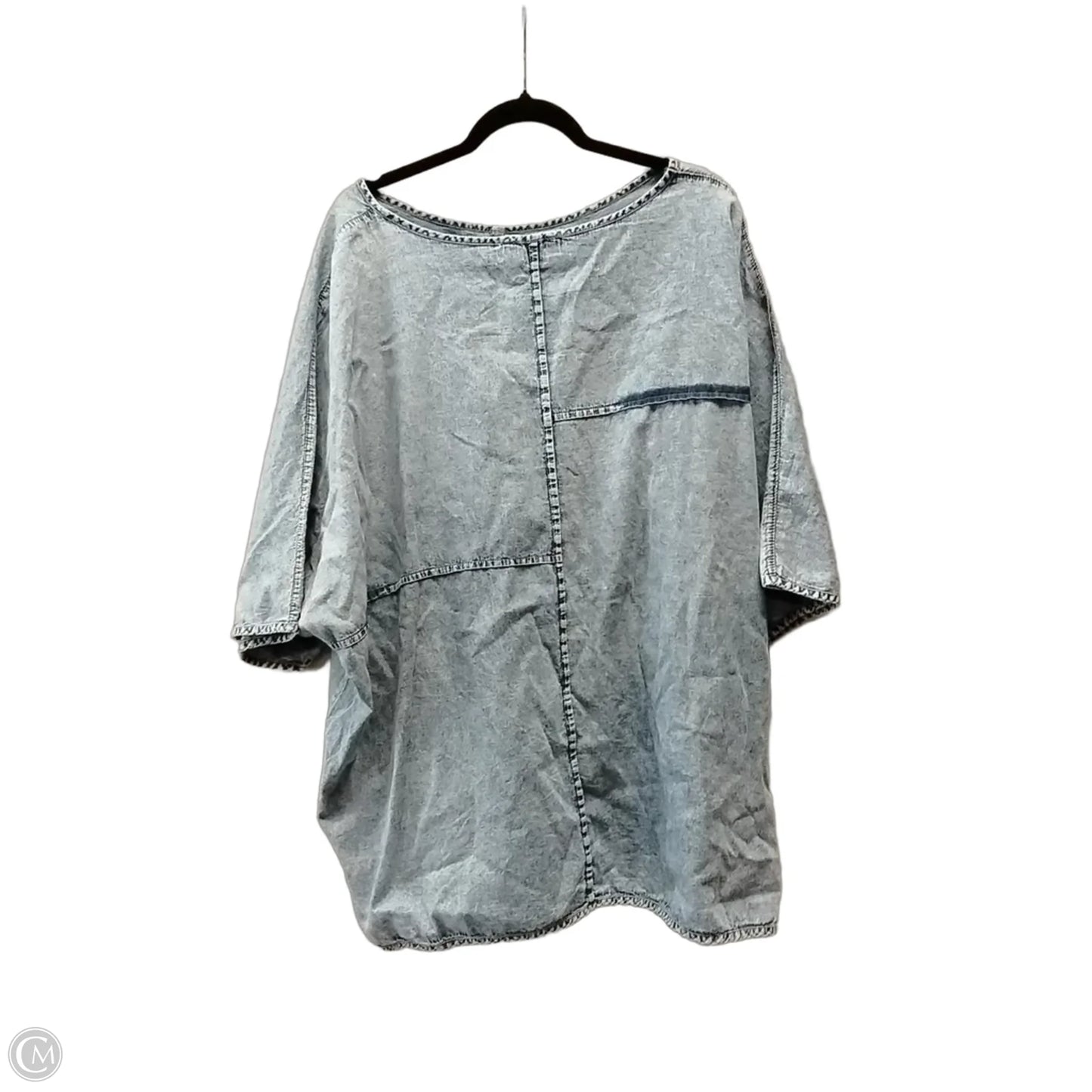 Top Short Sleeve By Zenana In Blue Denim, Size: 3x