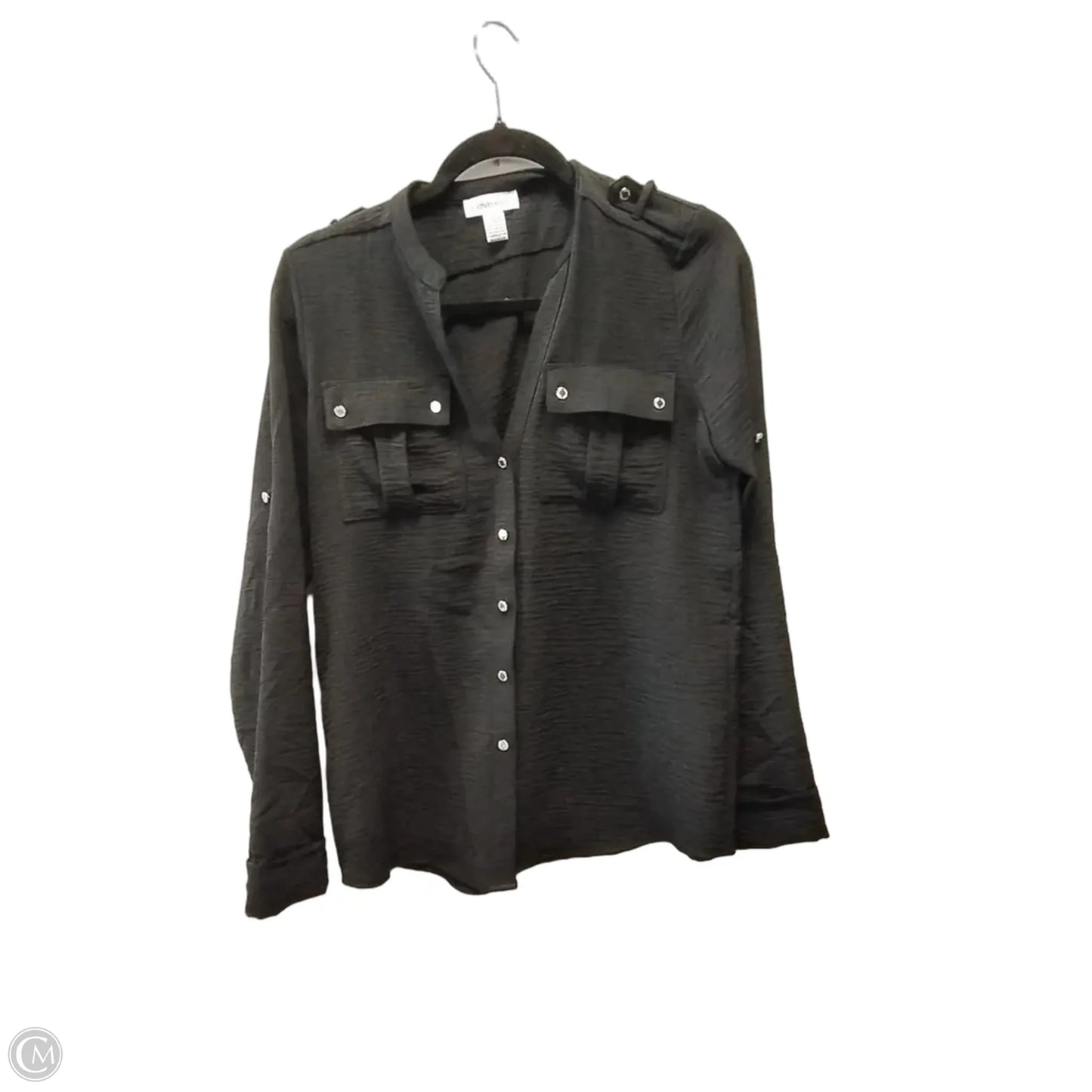 Top Long Sleeve By Calvin Klein In Black, Size: Xs