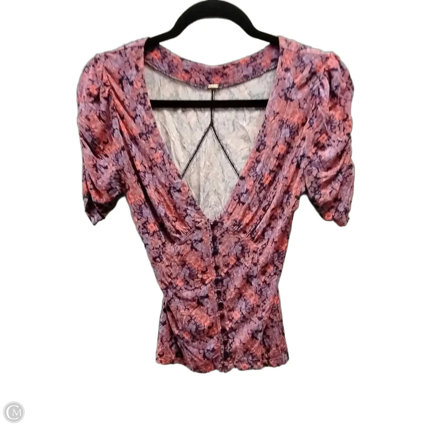 Top Short Sleeve By Free People In Floral Print, Size: M