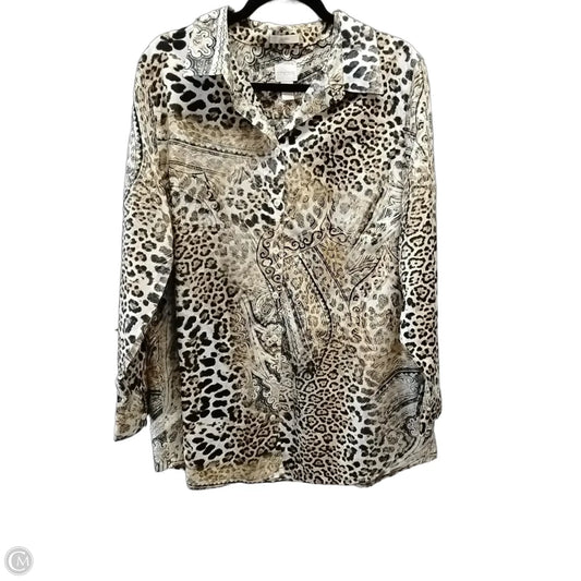 Top Long Sleeve By Chicos In Brown, Size: Xl