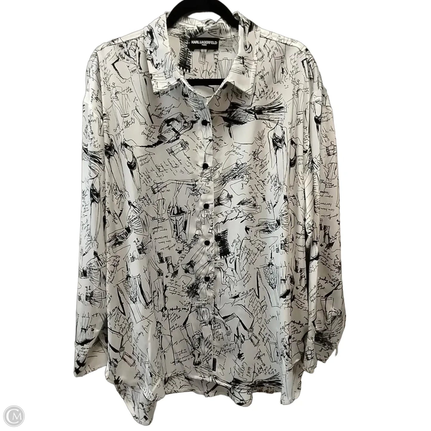 Top Long Sleeve Designer By Karl Lagerfeld In White, Size: Xl