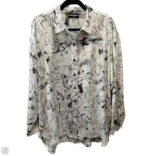 Top Long Sleeve Designer By Karl Lagerfeld In White, Size: Xl