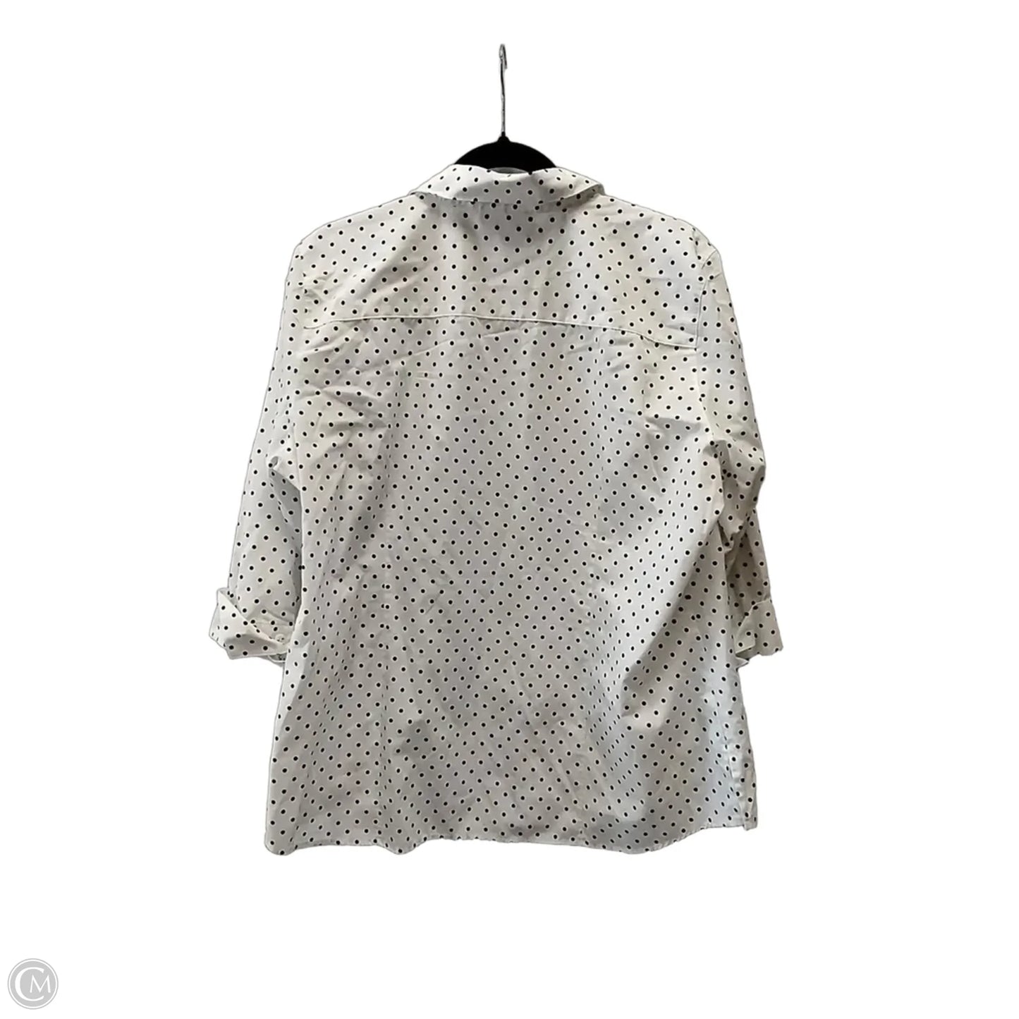 Top Long Sleeve By Foxcroft In Polkadot Pattern, Size: 16