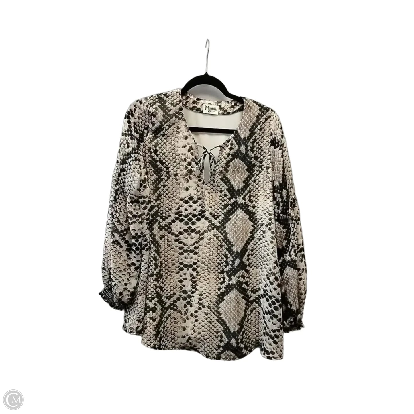 Blouse Long Sleeve By Mumu In Snakeskin Print, Size: S