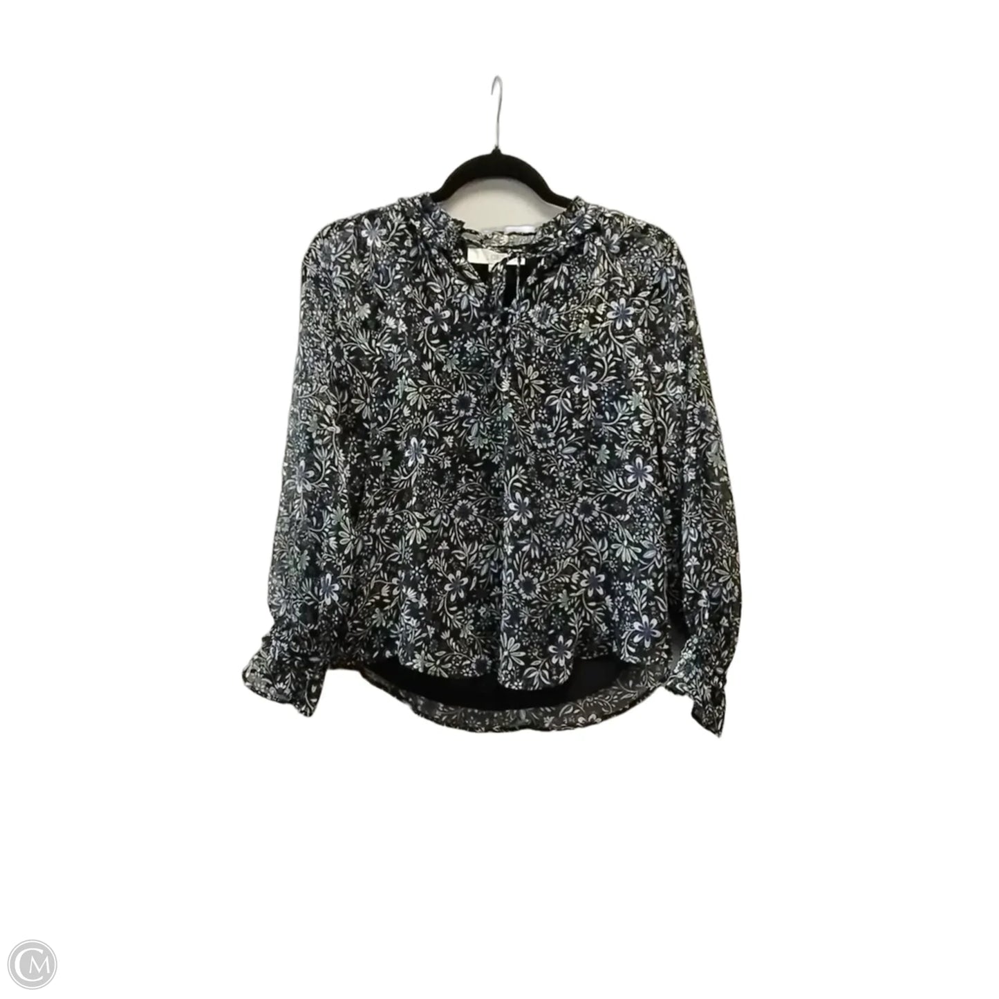 Blouse Long Sleeve By Loft In Blue, Size: Xxs