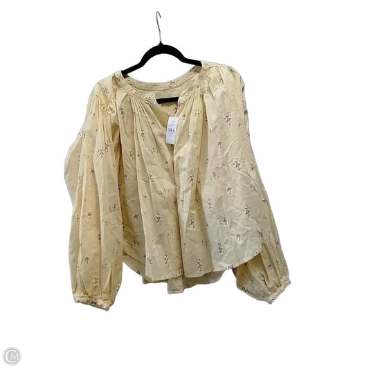 Blouse Short Sleeve By Loft In Yellow, Size: Xl