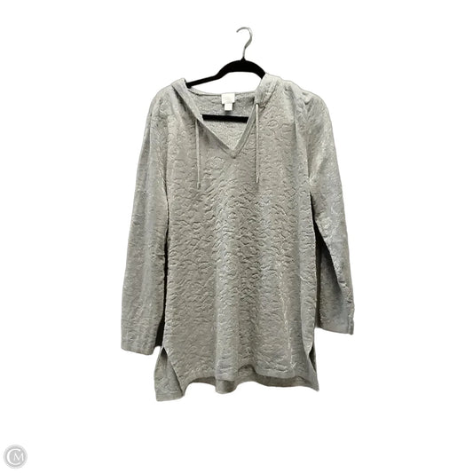 Sweatshirt Hoodie By Chicos In Grey, Size: L