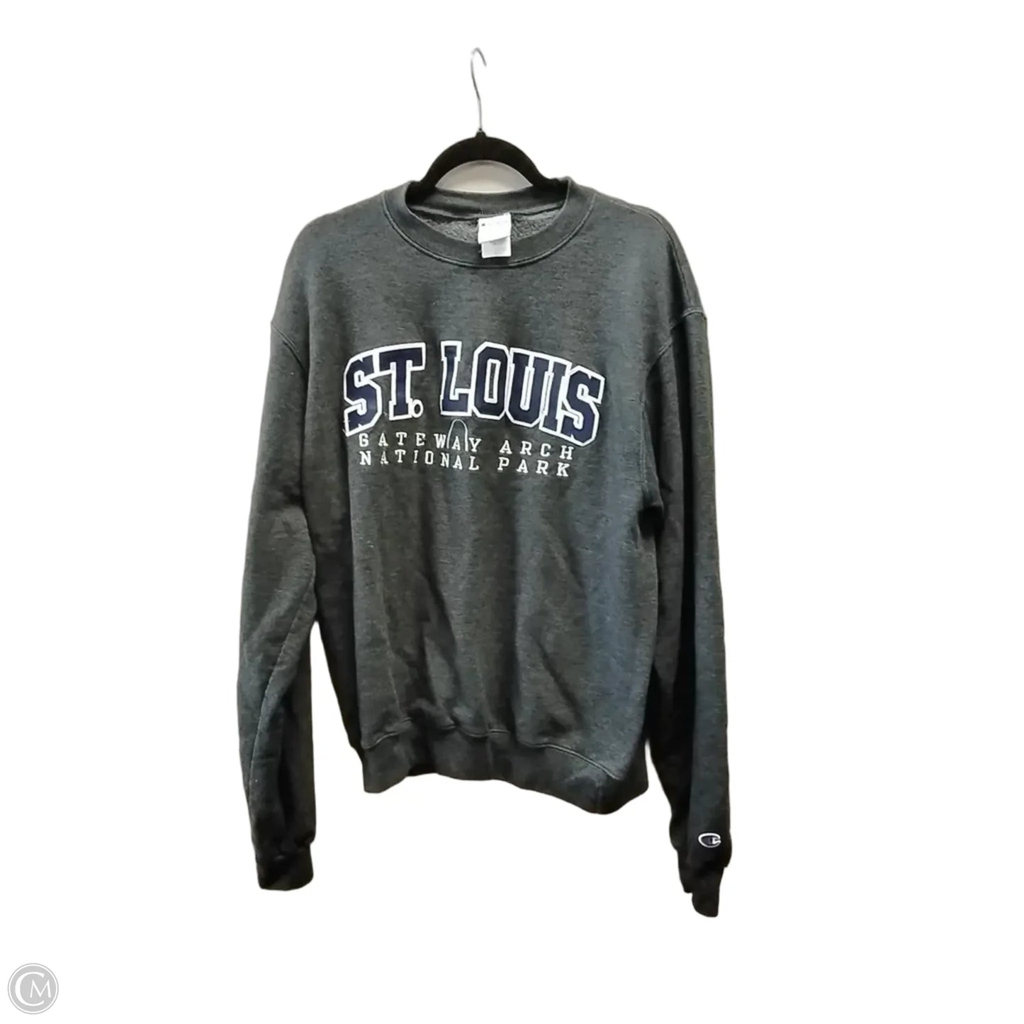 Athletic Sweatshirt Collar By Champion In Grey, Size: M