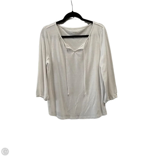 Top Long Sleeve By Talbots In White, Size: L