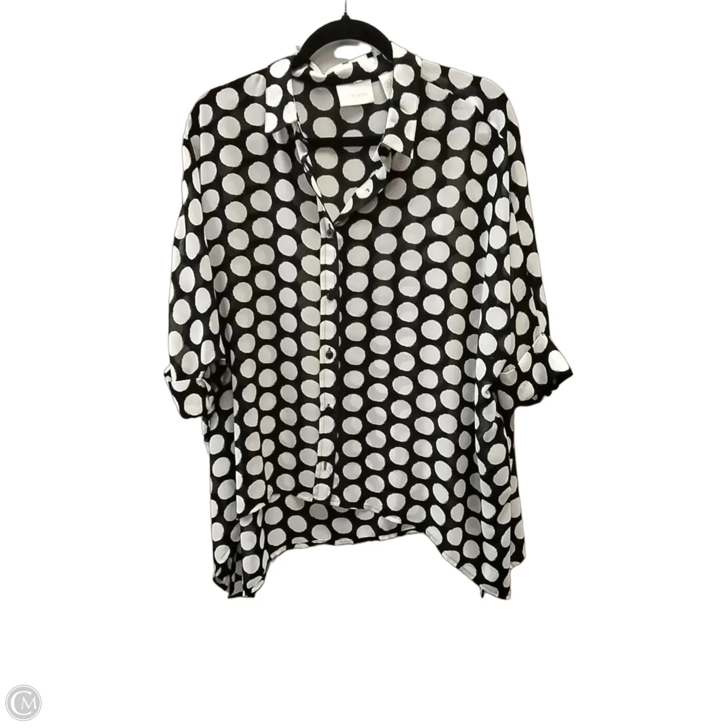 Blouse Long Sleeve By Chicos In Polkadot Pattern, Size: S