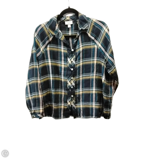 Top Long Sleeve By J. Jill In Plaid Pattern, Size: Xs