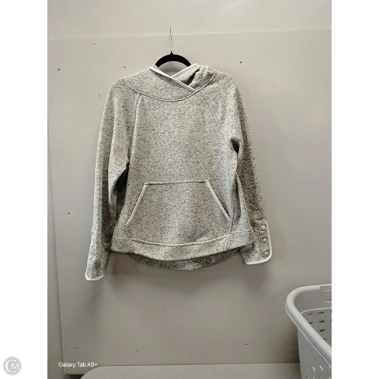 Athletic Sweatshirt Hoodie By Champion In Grey, Size: L