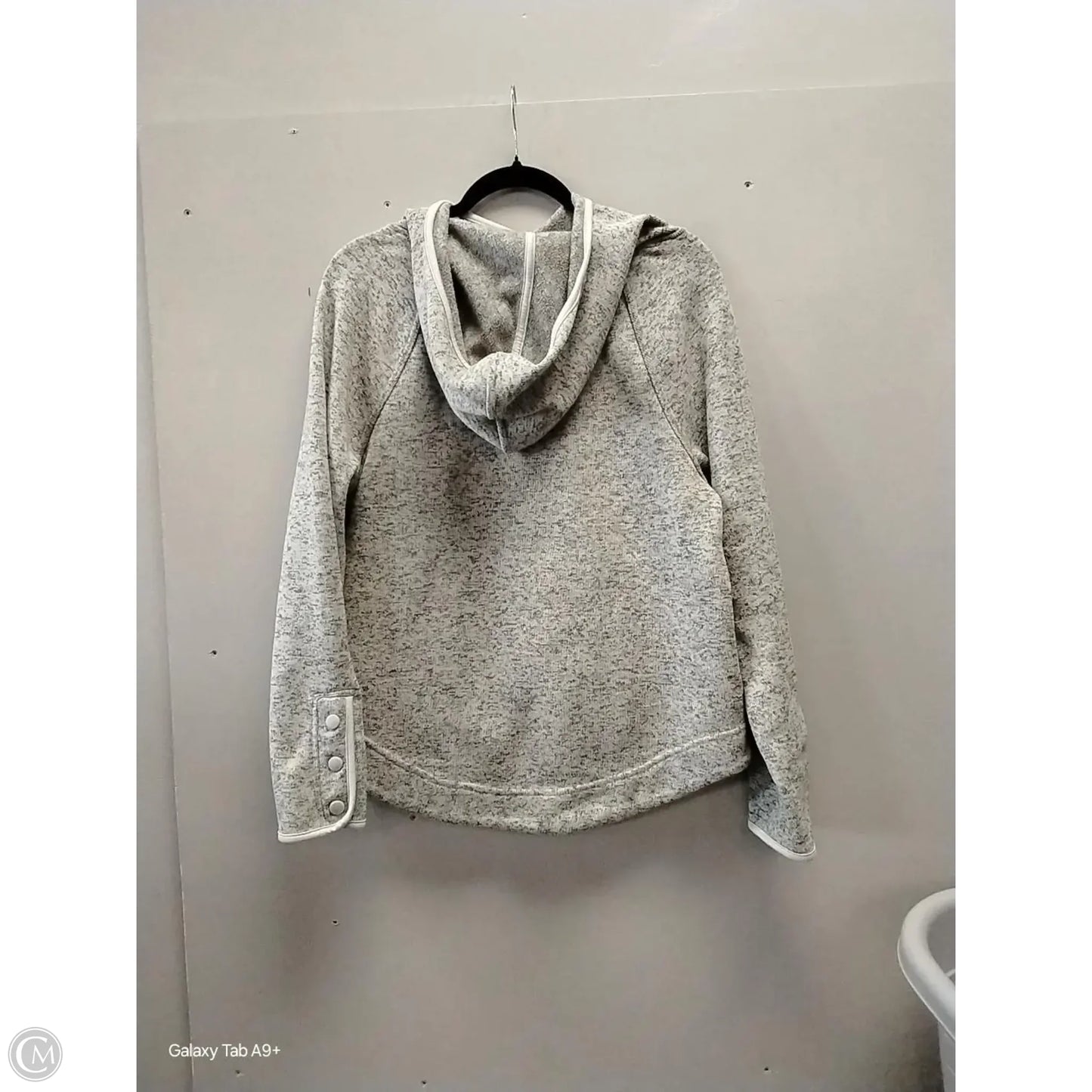 Athletic Sweatshirt Hoodie By Champion In Grey, Size: L